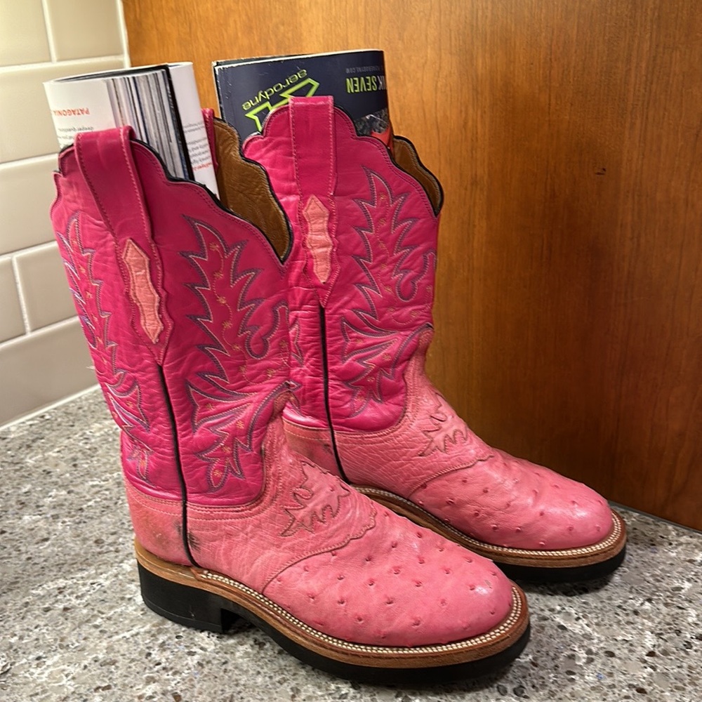 Pink ostrich Lucchese boots